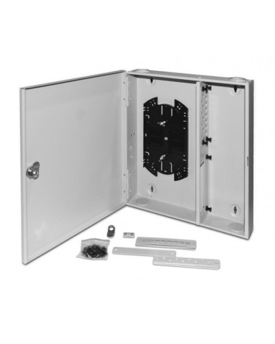 Бокс оптический универсальный настенный, от 8 до 32 портов (SC, duplex LC, ST, FC) Hyperline FO-WBX-4xSLT-W140H42-32UN-GY в Оренбурге Кросс оптический Pintop.ru