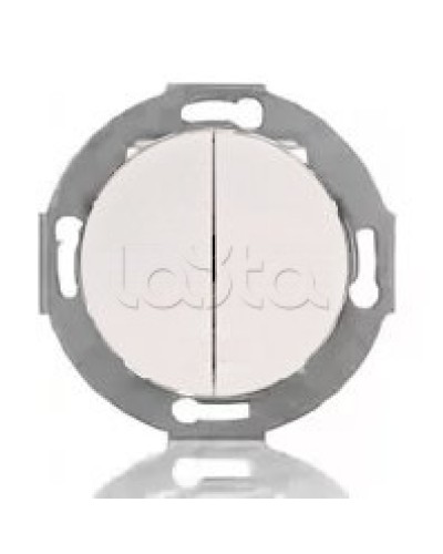 Выключатель двухклавишный Экопласт (схема 5) 10 A, 250 B (белый) Vintage в Оренбурге Розетки компьютерные и телефонные Pintop.ru