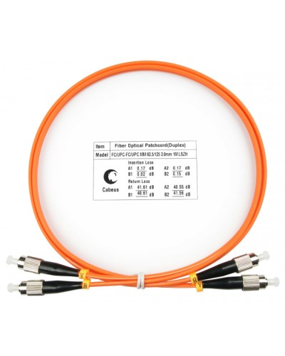 Шнур оптический duplex FC-FC 62,5/125 mm 1м LSZH Cabeus FOP-62-FC-FC-1m в Оренбурге Патч-корды оптические Pintop.ru