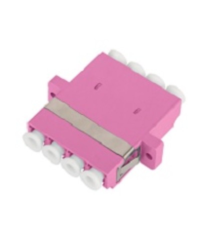 Адаптер NIKOMAX волоконно-оптический, соединительный, многомодовый, стандарта OM4, LC/UPC-LC/UPC, квадро, пластиковый, без шторки, с фланцами, маджента, уп-ка 2шт. в Оренбурге Проходные адаптеры и розетки оптические Pintop.ru