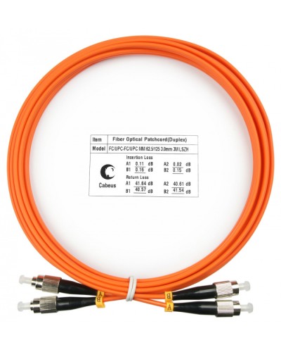 Шнур оптический duplex FC-FC 62,5/125 mm 3м LSZH Cabeus FOP-62-FC-FC-3m в Оренбурге Патч-корды оптические Pintop.ru
