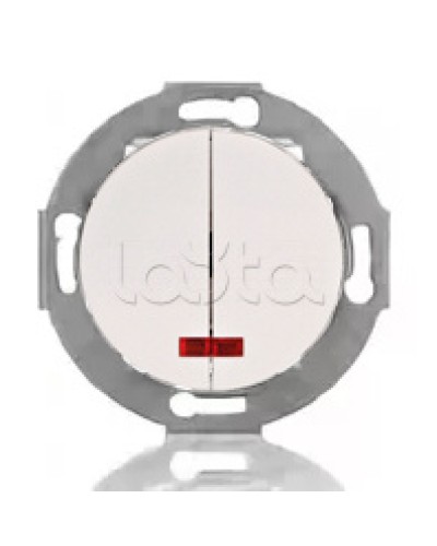 Выключатель двухклавишный Экопласт (схема 5L) с индикатором 10 A, 250 B (белый) Vintage в Оренбурге Розетки компьютерные и телефонные Pintop.ru