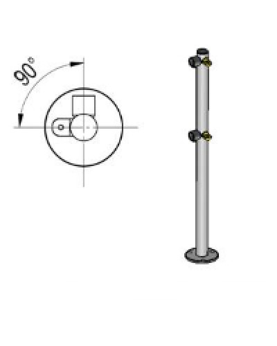 Стойка ограждения L-образная под поворотные створку и секцию 2 полупетли с крепежом, 2 муфты с крепежом слева Oxgard Стойка ограждения с 2-мя полупетлями L-образная слева (ВЗР 1996.09.11) в Оренбурге Ограждения Pintop.ru