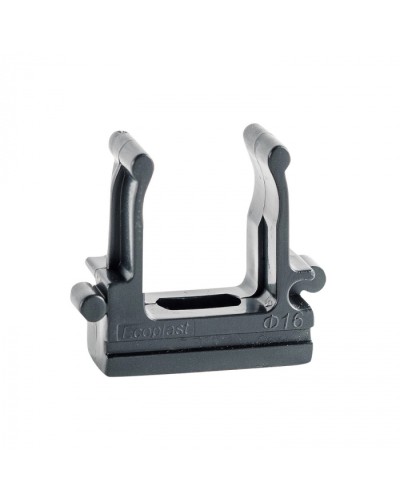 CF16G Держатель (клипса), без галогена, для труб D16мм, цвет чёрный (50шт)Экопласт (41716-50HF-BL) в Оренбурге Держатели, клипсы, скобы Pintop.ru