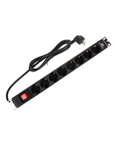 Блок распределения 19 (PDU) с выключателем на 16А, 8 разъемов SHUKO, шнур питания 1,8 м, черныйDatarex DR-432121 в Оренбурге Блоки розеток Pintop.ru