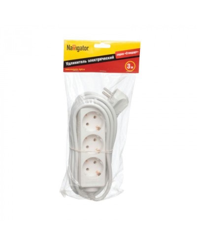 Удлинитель Navigator 94 179 NPE-S-03-300-E-3x1 с/з 3 гн. 3м в Оренбурге Блоки розеток Pintop.ru