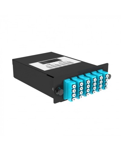 Кассета кроссовая 2 разъема черный Cabeus (FO-OM3-2x12MPO(m)/U-24xLC/U-A-BK) в Оренбурге Кросс оптический Pintop.ru