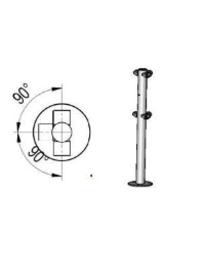Стойкаограждения с отверстием под фиксаторi-образная, 4 муфты Oxgard Стойкаограждения с отверстием под фиксатор i-образная (ВЗР 1996.09.42) в Оренбурге Ограждения Pintop.ru
