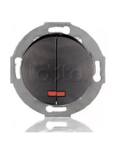 Выключатель двухклавишный Экопласт (схема 5L) с индикатором 10 A, 250 B (черный ) Vintage в Оренбурге Розетки компьютерные и телефонные Pintop.ru