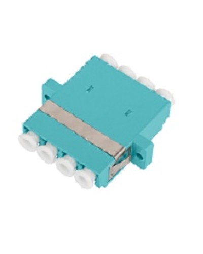 Адаптер NIKOMAX волоконно-оптический, соединительный, многомодовый, стандарта OM3, LC/UPC-LC/UPC, квадро, пластиковый, без шторки, с фланцами, аква, уп-ка 2шт. в Оренбурге Проходные адаптеры и розетки оптические Pintop.ru