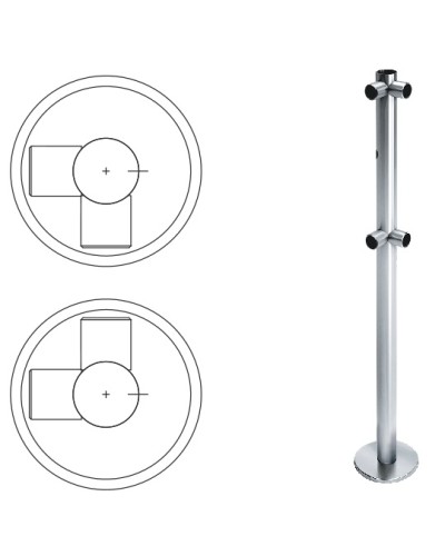 Стойка ограждения L-образная с отверстием под фиксатор, 2 муфты справа (антик серебро) Oxgard в Оренбурге Ограждения Pintop.ru