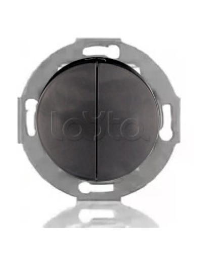 Выключатель двухклавишный Экопласт (схема 5) 10 A, 250 B (черный ) Vintage в Оренбурге Розетки компьютерные и телефонные Pintop.ru