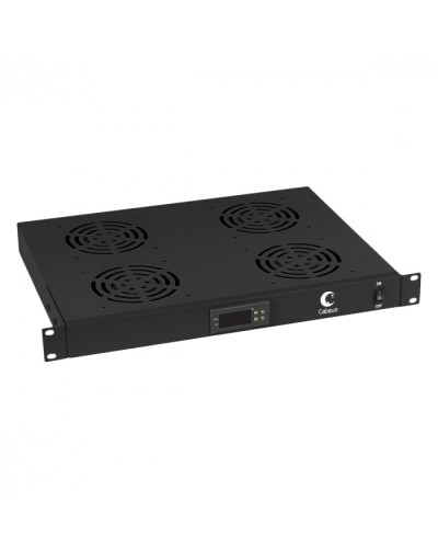 Панель вентиляционная с 4 вентиляторами с цифровым термодатчиком (черный) Cabeus JG03t-BK в Оренбурге Вентиляторные модули Pintop.ru