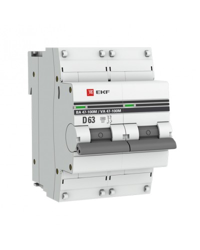 Автоматический выключатель 2P 63А (D) 10kA ВА 47-100M без теплового расцепителя EKF (mcb47100m-2-63D-pro) в Оренбурге Электротехническое оборудование Pintop.ru
