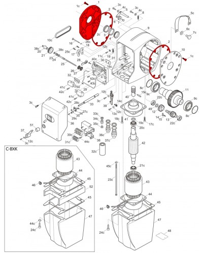 Правая крышка редуктора C-BX Came 119RICX026 в Оренбурге Запчасти для шлагбаумов и автоматики Pintop.ru