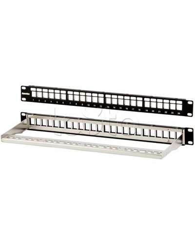Модульная патч-панель 19, 24 порта, Flat Type, 1U, для экранированных модулей Hyperline PPBL3-19-24-SH-RM в Оренбурге Патч панель Pintop.ru
