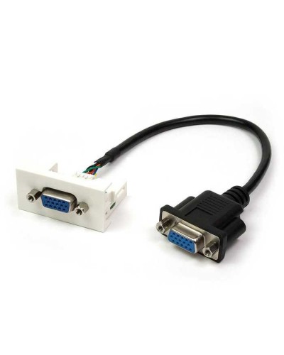 Вставка Mosaic 22.5x45 с адаптером VGA D-SUB HDB-15 мама, со шнуром 3 м мама, белая LANMASTER LAN-WA-LP-VGA-FF-3.0 в Оренбурге Коммутационные изделия Pintop.ru