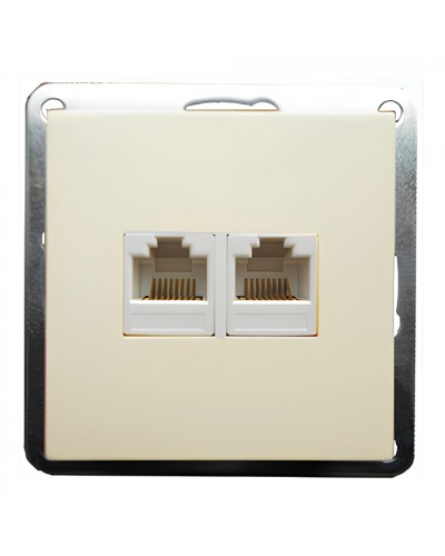 Розетка телефонная двойная 2хRJ-11 с накладкой (бежевый) LK60 (865601-1) в Оренбурге Розетки компьютерные и телефонные Pintop.ru