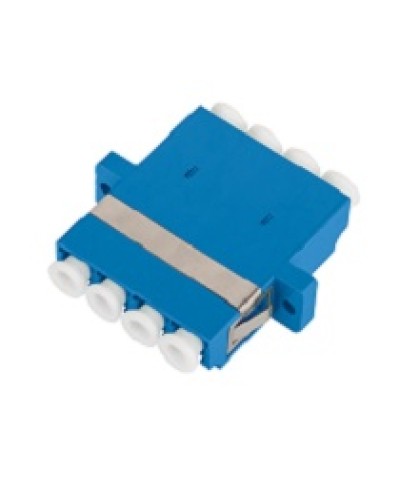 Адаптер NIKOMAX волоконно-оптический, соединительный, одномодовый, стандарта OS2, LC/UPC-LC/UPC, квадро, пластиковый, без шторки, с фланцами, синий, уп-ка 2шт. в Оренбурге Проходные адаптеры и розетки оптические Pintop.ru