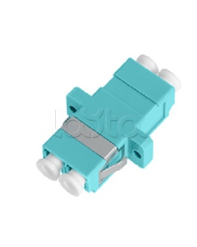 Адаптер NIKOMAX волоконно-оптический, соединительный, многомодовый, стандарта OM3, LC/UPC-LC/UPC, двойной, пластиковый, без шторки, с фланцами, аква, уп-ка 2шт. NIKOMAX (NMF-OA2M3-FN-LCU-LCU-AQ-2) в Оренбурге Проходные адаптеры и розетки оптические Pint