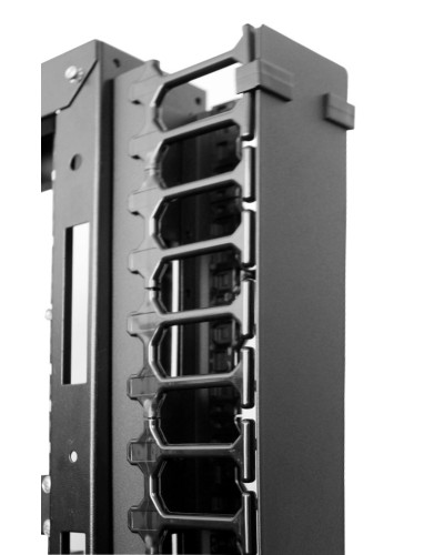 Вертикальный кабельный органайзер с пласт. пальцами для шкафов ШТК-СП-48.6.x, 2 компл ЦМО (ВКО-П-24/48U-9005) в Оренбурге Кабельные органайзеры Pintop.ru