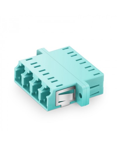 Оптический адаптер OM3, квадро LC, с фланцами, бирюзовый Eurolan (36A-30-4L-02AQ) в Оренбурге Проходные адаптеры и розетки оптические Pintop.ru