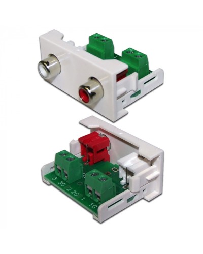 Вставка Mosaic 22.5x45 2xRCA Stereo Audio, белая LANMASTER (LAN-WA-LP-2RCA-WH) в Оренбурге Коннекторы и разъемы Pintop.ru