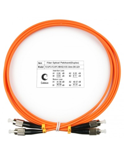 Шнур оптический duplex FC-FC 62,5/125 mm 2м LSZH Cabeus FOP-62-FC-FC-2m в Оренбурге Патч-корды оптические Pintop.ru