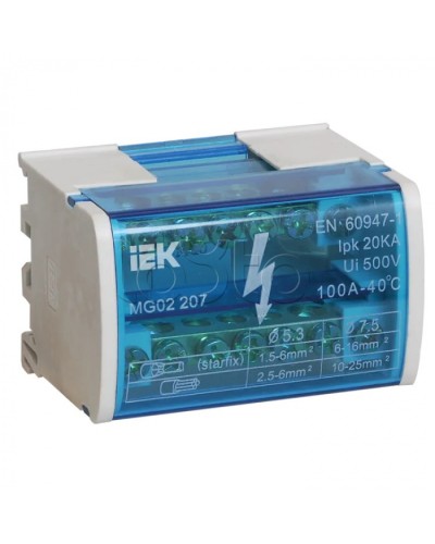 Шины на DIN-рейку в корпусе (кросс-модуль) L+PEN 2х7 IEK YND10-2-07-100 в Оренбурге Вентиляторные модули Pintop.ru