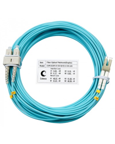 Шнур оптический duplex LC-SC 50/125 mm OM3 15м LSZH Cabeus FOP-50-LC-SC-15m в Оренбурге Патч-корды и пигтейлы Pintop.ru