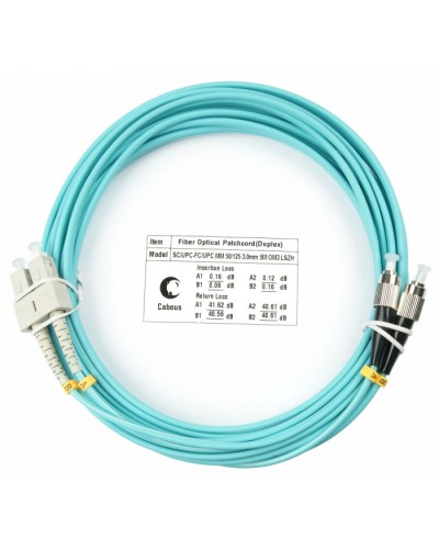 Шнур оптический duplex SC-FC 50/125 mm OM3 15м LSZH Cabeus FOP-50-SC-FC-15m в Оренбурге Патч-корды и пигтейлы Pintop.ru
