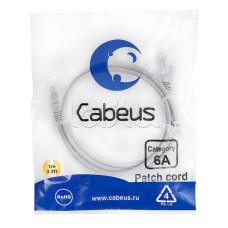 Патч-корд UTP, категория 6a, 10G, неэкранированный, LSZH, 1 м, серый Cabeus PC-UTP-RJ45-Cat.6a-1m-LSZH