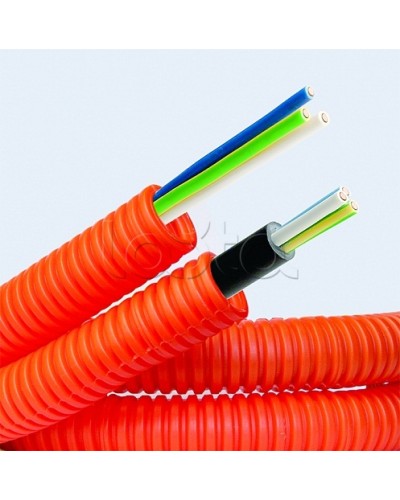 Электротруба ПНД гибкая гофр. д.16мм, цвет оранжевый, с кабелем ВВГнг(А)-LS 3х1,5мм² РЭК ГОСТ+, 100м DKC 7L916100 в Оренбурге Труба гофрированная Pintop.ru
