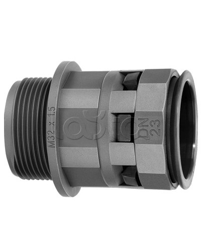 Муфта труба-коробка DN 17 мм, М25х1,5, полиамид, цвет черный DKC PAM17M25N в Оренбурге Повороты, муфты, тройники Pintop.ru