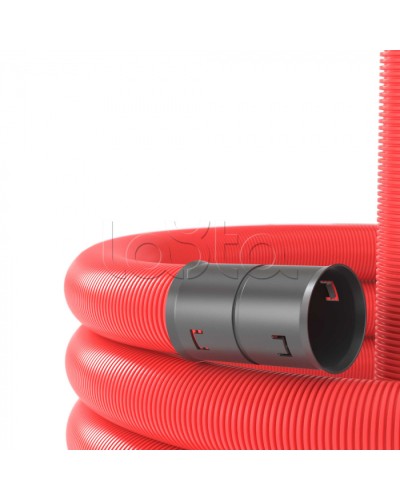 Двустенная труба ПНД D90мм без протяжки (50м уп) красная DKC (120990) в Оренбурге Труба гофрированная Pintop.ru