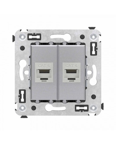 Компьютерная розетка RJ-45 в стену, кат.6 двойная экранированная, Avanti, Закаленная сталь DKC (4404794) в Оренбурге Розетки компьютерные и телефонные Pintop.ru