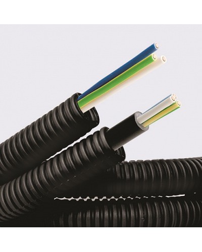 Электротруба ПНД гибкая гофр. д.20мм, цвет черный, с кабелем ВВГнг(А)-LS 3х2,5мм² РЭК ГОСТ+, 100м DKC 7S720100 в Оренбурге Труба гофрированная Pintop.ru