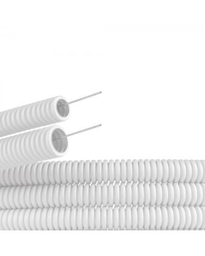 Труба ПЛЛ гибкая гофр. не содержит галогенов д.16мм, ПВ-0, с протяжкой,100м, цвет белый DKC (81816) в Оренбурге Труба гофрированная Pintop.ru