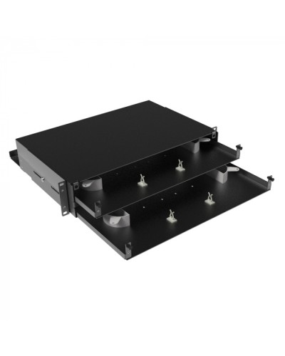 Оптическая полка выдвижная, без лицевой панели, неукомплектованная, 2U, черная DKC RNFPE2U48 в Оренбурге Полки для шкафов и стоек Pintop.ru