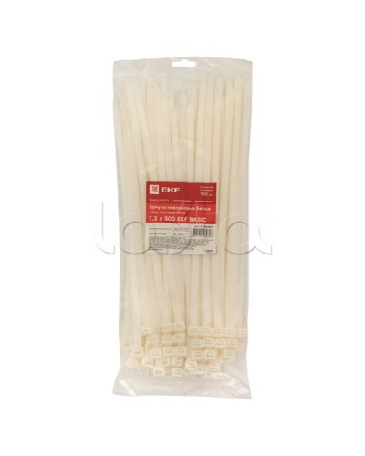 Хомут нейлоновый (7,2х300) (100шт.) EKF Basic (plc-c-7.2x300) в Оренбурге Стяжки-хомуты Pintop.ru