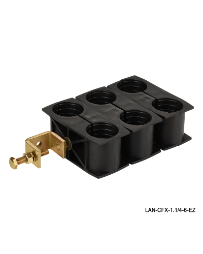 Комплект крепления для 6-ти коаксиальных кабелей диаметром 1-1/4, со струбциной LANMASTER LAN-CFX-1.1/4-6-EZ в Оренбурге Аксессуары для стоек и шкафов Pintop.ru