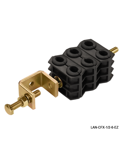 Комплект крепления для 6-ти коаксиальных кабелей диаметром 3/8-1/2, со струбциной LANMASTER LAN-CFX-1/2-6-EZ в Оренбурге Аксессуары для стоек и шкафов Pintop.ru