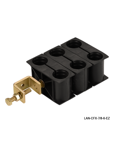 Комплект крепления для 6-ти коаксиальных кабелей диаметром 7/8, со струбциной LANMASTER LAN-CFX-7/8-6-EZ в Оренбурге Аксессуары для стоек и шкафов Pintop.ru