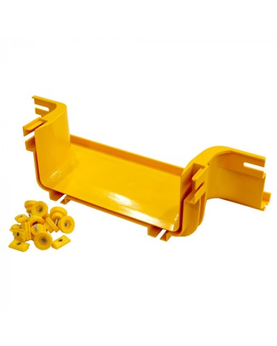 Боковой отвод на оптический лоток 120 мм, монтаж без соединителей, желтый LANMASTER (LAN-OT120-UT/NC) в Оренбурге Аксессуары для лотков Pintop.ru