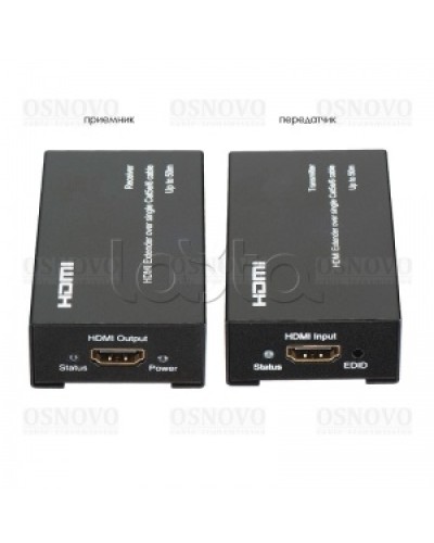 Комплект для передачи HDMI по одному кабелю витой пары CAT5e/6 до 50м OSNOVO TA-Hi/1+RA-Hi/1 в Оренбурге Видеоусилители, Модуляторы, Делители Pintop.ru