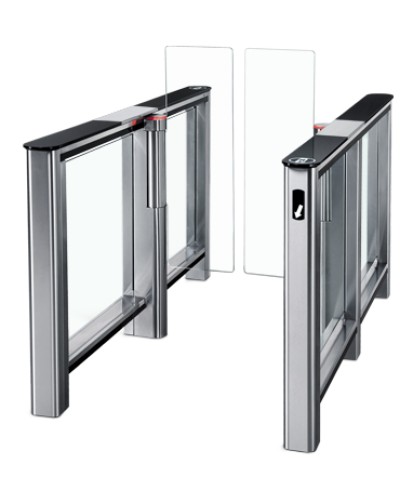 Турникет PERCo-ST-01 с крышками из закал. стекла с центральной вставкой из нерж. стали со створками Створки шириной 475 в Оренбурге Турникеты Pintop.ru