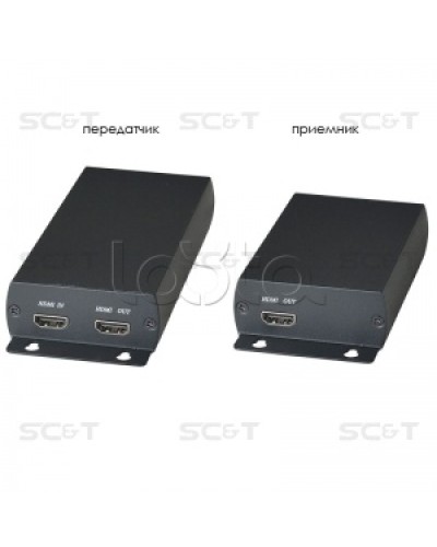 Комплект (передатчик + приёмник) для передачи HDMI по одному кабелю витой пары SC&T HE03 в Оренбурге Видеоусилители, Модуляторы, Делители Pintop.ru