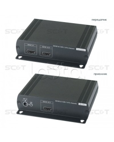 Удлинитель HDMI KVM (комплект приёмник + передатчик) по Ethernet до 120м (CAT5e) SC&T HKM01E в Оренбурге Видеоусилители, Модуляторы, Делители Pintop.ru