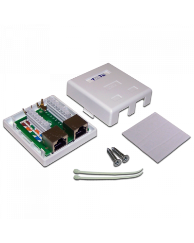 Настенная розетка, 2 порта RJ-45 категории 6, STP, белая TWT (TWT-SM2-4545/S6-WH) в Оренбурге Розетки компьютерные и телефонные Pintop.ru