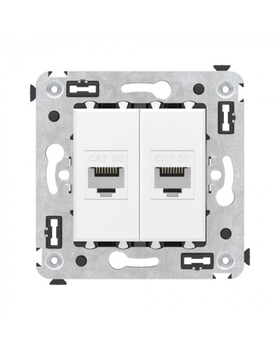 Компьютерная розетка RJ-45 без шторки в стену, кат.5е двойная, Avanti, Белое облако DKC 4400664 в Оренбурге Розетки компьютерные и телефонные Pintop.ru